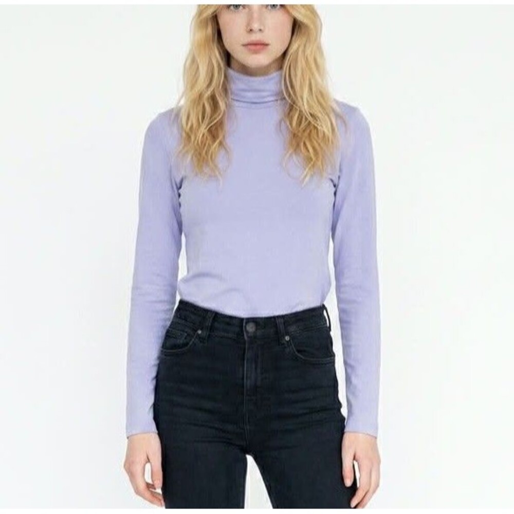 J Crew Womens Purple Knit Cotton Turtleneck Sweater Small